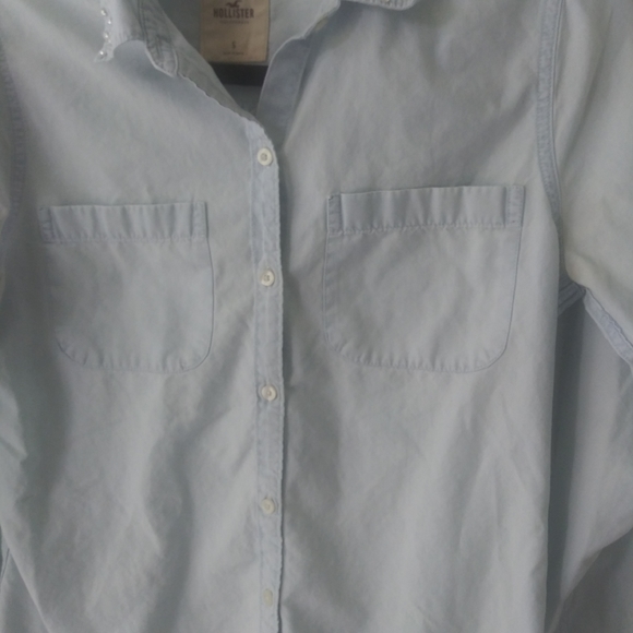 ❤Hollister Beaded Collar Light Denim Top Size S - Picture 3 of 15